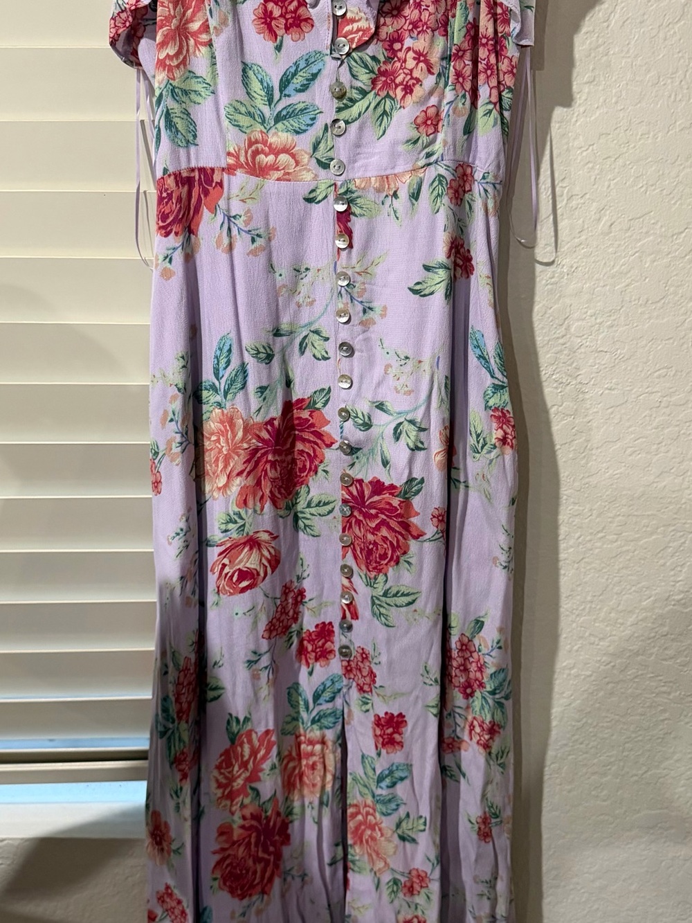 Floral Button-Front Lavender Maxi Dress